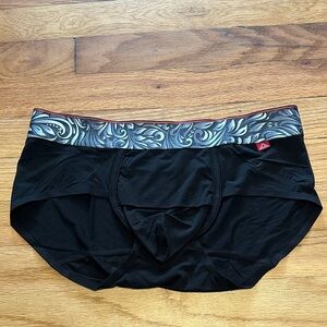 Krakatoa men’s black briefs with Patterned Waistband sz small